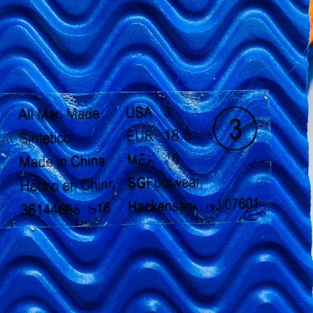 Kids Shark‎ Flip Flop Sandals Toddler Size 3 Blue Orange Hook and Loop